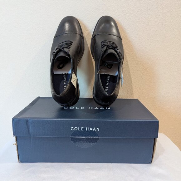 New Men's COLE HAAN CAP OXFORD Black 8 - Picture 2 of 4